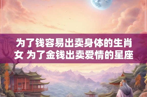 为了钱容易出卖身体的生肖女 为了金钱出卖爱情的星座男