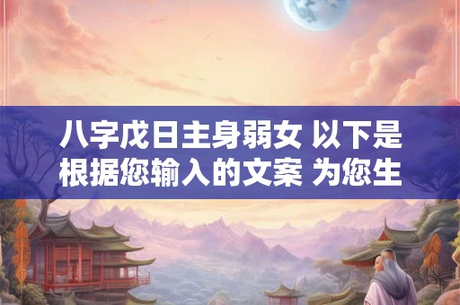 八字戊日主身弱女 以下是根据您输入的文案 为您生成的和 八字戊日主身弱女 以下是根据您输入的文案 为您生成的和