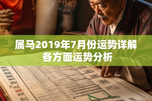 属马2019年7月份运势详解 各方面运势分析