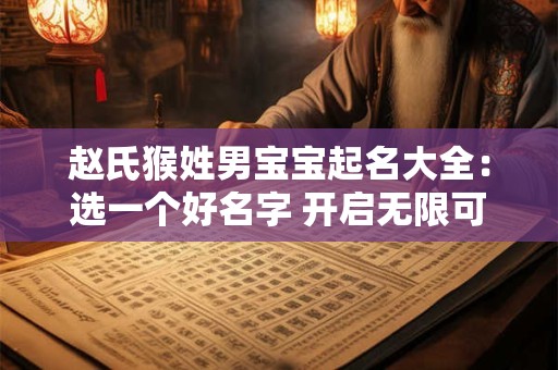 赵氏猴姓男宝宝起名大全：选一个好名字 开启无限可能！