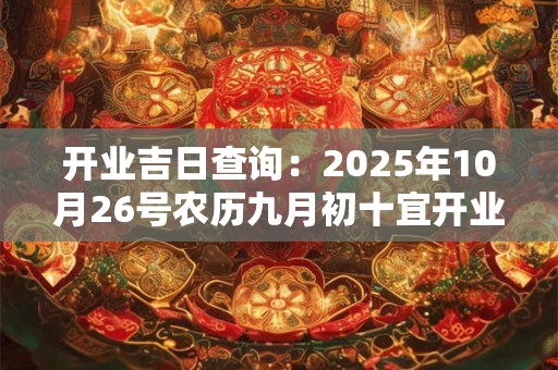 开业吉日查询：2025年10月26号农历九月初十宜开业吗