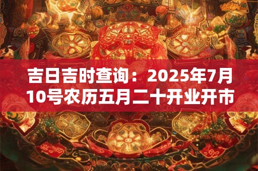 吉日吉时查询：2025年7月10号农历五月二十开业开市好吗
