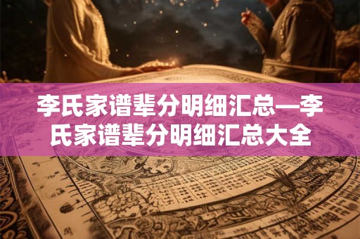 详细阅读:李氏家谱辈分明细汇总—李氏家谱辈分明细汇总大全 李氏家谱辈分明细汇总—李氏家谱辈分明细汇总大全