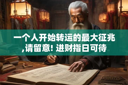 一个人开始转运的最大征兆,请留意! 进财指日可待