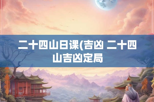 二十四山日课(吉凶 二十四山吉凶定局