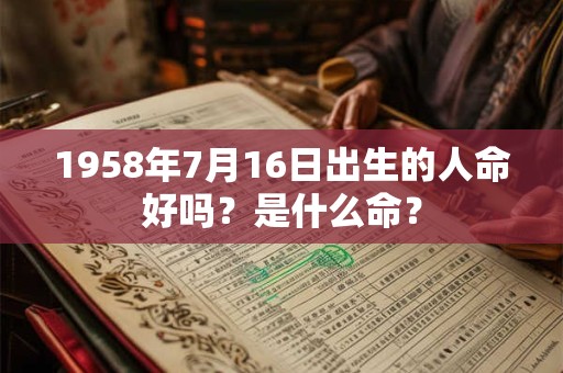 1958年7月16日出生的人命好吗？是什么命？