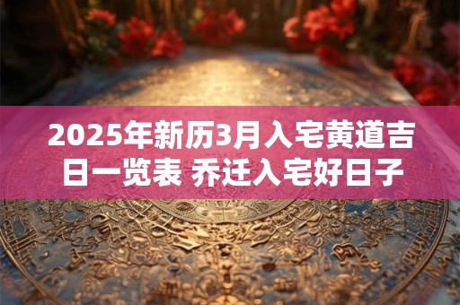 2025年新历3月入宅黄道吉日一览表 乔迁入宅好日子