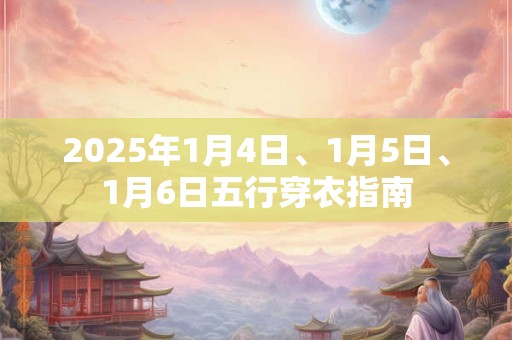 2025年1月4日、1月5日、1月6日五行穿衣指南