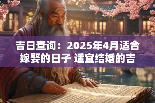 吉日查询：2025年4月适合嫁娶的日子 适宜结婚的吉日