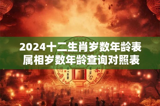 2024十二生肖岁数年龄表 属相岁数年龄查询对照表