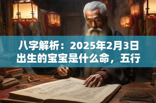 详细阅读:八字解析:2025年2月3日出生的宝宝是什么命,五行缺什么 八字解析:2025年2月3日出生的宝宝是什么命,五行缺什么