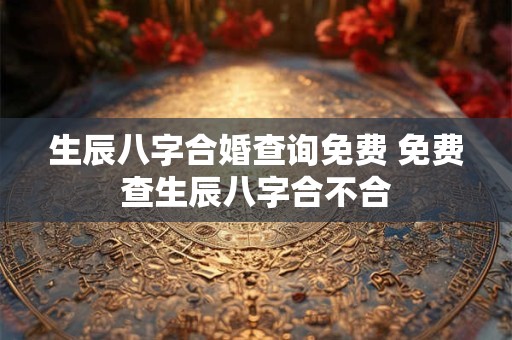 生辰八字合婚查询免费 免费查生辰八字合不合