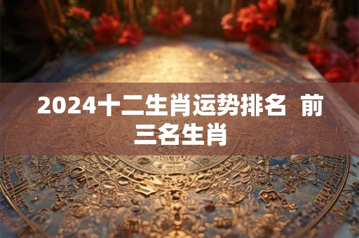 2024十二生肖运势排名  前三名生肖