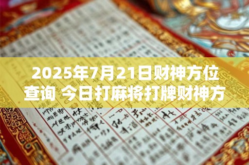 2025年7月21日财神方位查询 今日打麻将打牌财神方位！