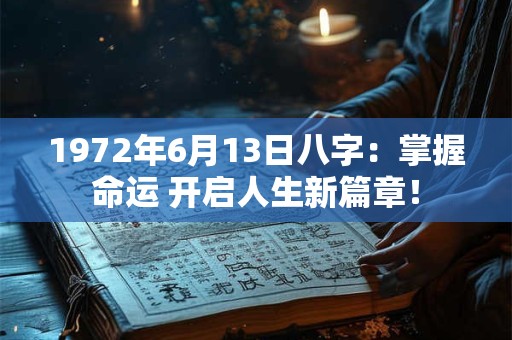 1972年6月13日八字：掌握命运 开启人生新篇章！