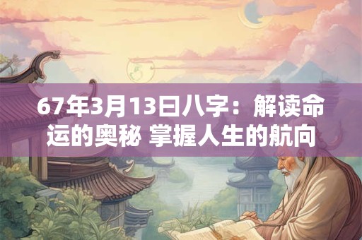 67年3月13曰八字:解读命运的奥秘 掌握人生的航向 67年3月13曰八字:解读命运的奥秘 掌握人生的航向