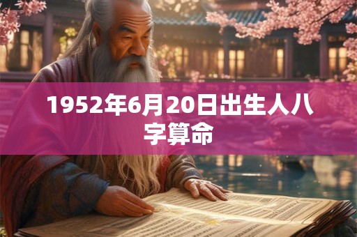 1952年6月20日出生人八字算命
