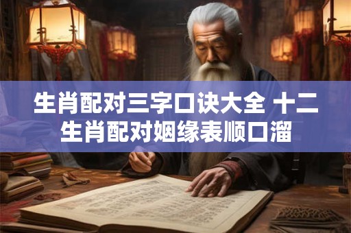 生肖配对三字口诀大全 十二生肖配对姻缘表顺口溜