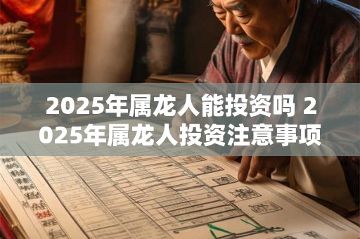 2025年属龙人能投资吗 2025年属龙人投资注意事项