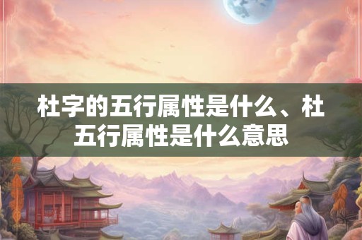 杜字的五行属性是什么、杜五行属性是什么意思
