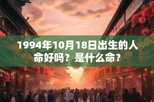 1994年10月18日出生的人命好吗？是什么命？
