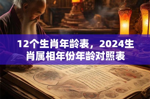 12个生肖年龄表，2024生肖属相年份年龄对照表