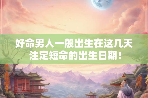好命男人一般出生在这几天 注定短命的出生日期！