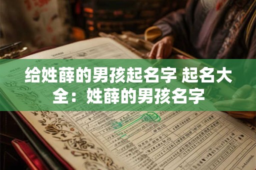 给姓薛的男孩起名字 起名大全：姓薛的男孩名字