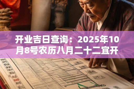 开业吉日查询：2025年10月8号农历八月二十二宜开业吗