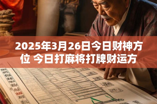 2025年3月26日今日财神方位 今日打麻将打牌财运方位！