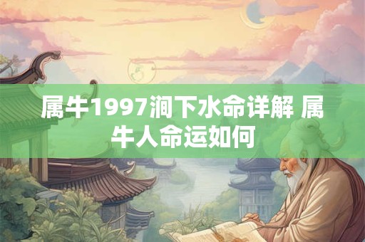 详细阅读:属牛1997涧下水命详解 属牛人命运如何 属牛1997涧下水命详解 属牛人命运如何
