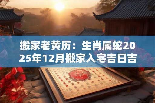 搬家老黄历：生肖属蛇2025年12月搬家入宅吉日吉时查询
