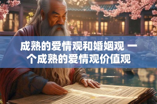 成熟的爱情观和婚姻观 一个成熟的爱情观价值观