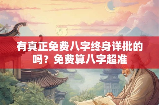 有真正免费八字终身详批的吗？免费算八字超准