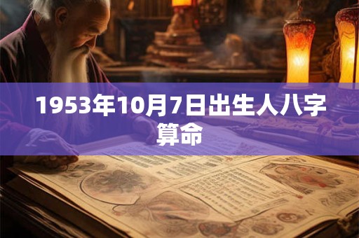 1953年10月7日出生人八字算命