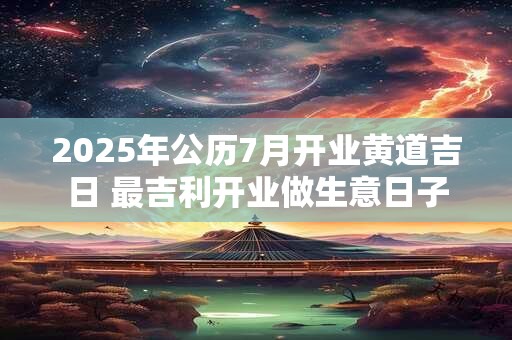 2025年公历7月开业黄道吉日 最吉利开业做生意日子