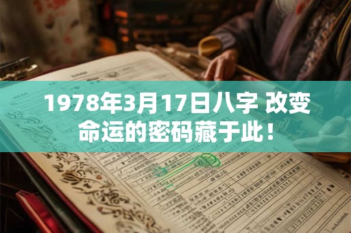 1978年3月17日八字 改变命运的密码藏于此! 1978年3月17日八字 改变命运的密码藏于此!