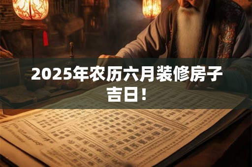 2025年农历六月装修房子吉日！