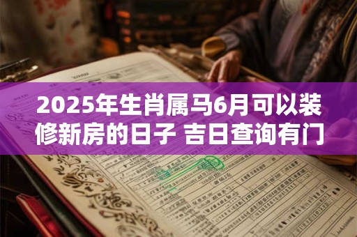 详细阅读:2025年生肖属马6月可以装修新房的日子 吉日查询有门道 2025年生肖属马6月可以装修新房的日子 吉日查询有门道