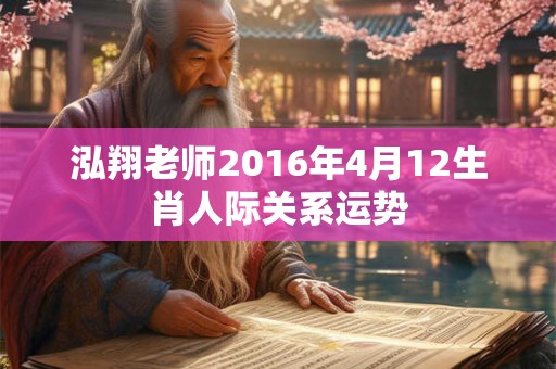 泓翔老师2016年4月12生肖人际关系运势