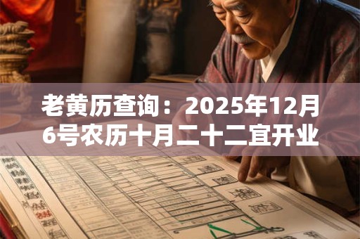 老黄历查询：2025年12月6号农历十月二十二宜开业吗