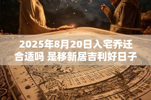 详细阅读:2025年8月20日入宅乔迁合适吗 是移新居吉利好日子吗 2025年8月20日入宅乔迁合适吗 是移新居吉利好日子吗