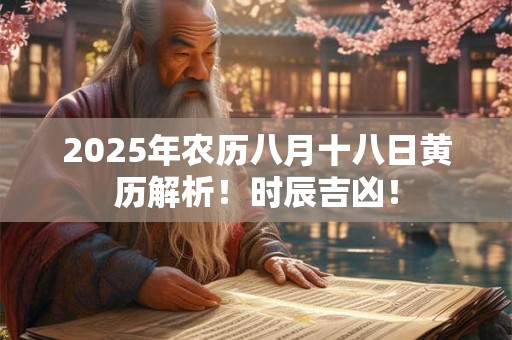2025年农历八月十八日黄历解析!时辰吉凶! 2025年农历八月十八日黄历解析!时辰吉凶!