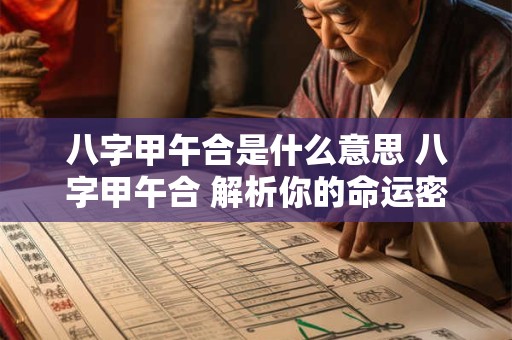 八字甲午合是什么意思 八字甲午合 解析你的命运密码！