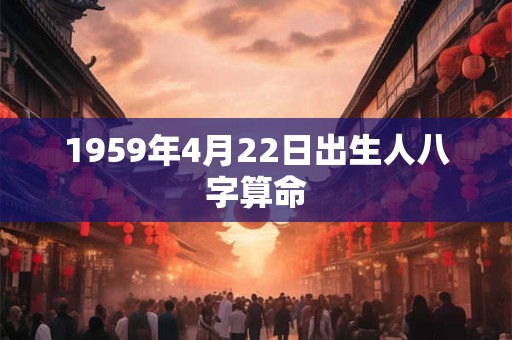 1959年4月22日出生人八字算命