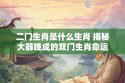 二门生肖是什么生肖 揭秘大器晚成的双门生肖命运