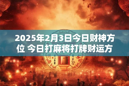 2025年2月3日今日财神方位 今日打麻将打牌财运方位！
