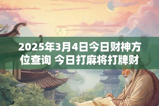 2025年3月4日今日财神方位查询 今日打麻将打牌财运方位！