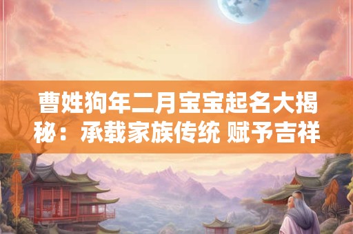 曹姓狗年二月宝宝起名大揭秘:承载家族传统 赋予吉祥寓意! 曹姓狗年二月宝宝起名大揭秘:承载家族传统 赋予吉祥寓意!
