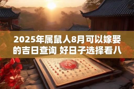2025年属鼠人8月可以嫁娶的吉日查询 好日子选择看八字